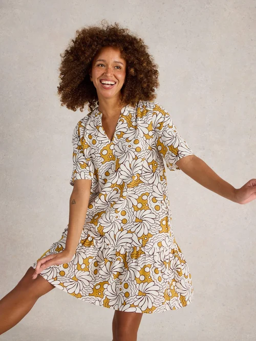 Kleid Otto aus Leinenmischung - Yellow Pr - 52/R Bild 1