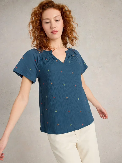 Bestickte Bluse Luella - Navy Multi - 52 Bild 3