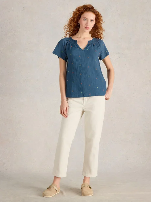 Bestickte Bluse Luella - Navy Multi - 52 Bild 2