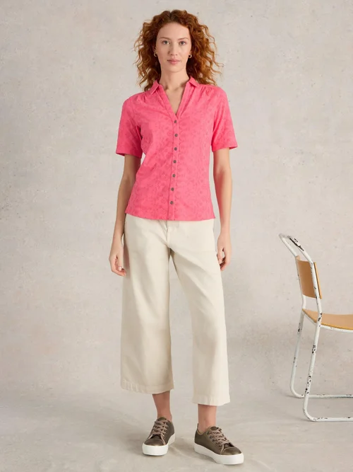 Kurzarmbluse Annie mit Stickerei - Brt Pink - 52 Bild 2