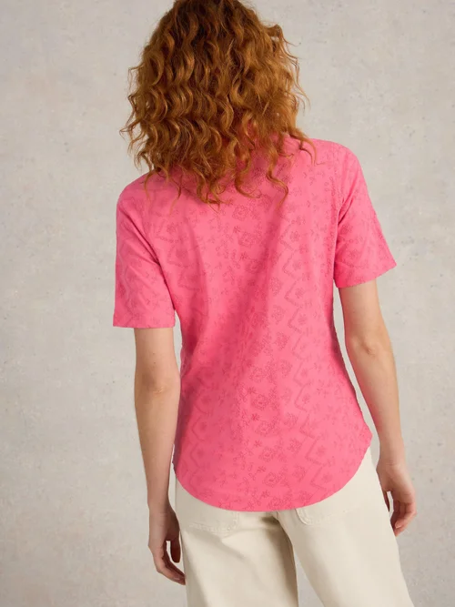 Kurzarmbluse Annie mit Stickerei - Brt Pink - 48 Bild 4