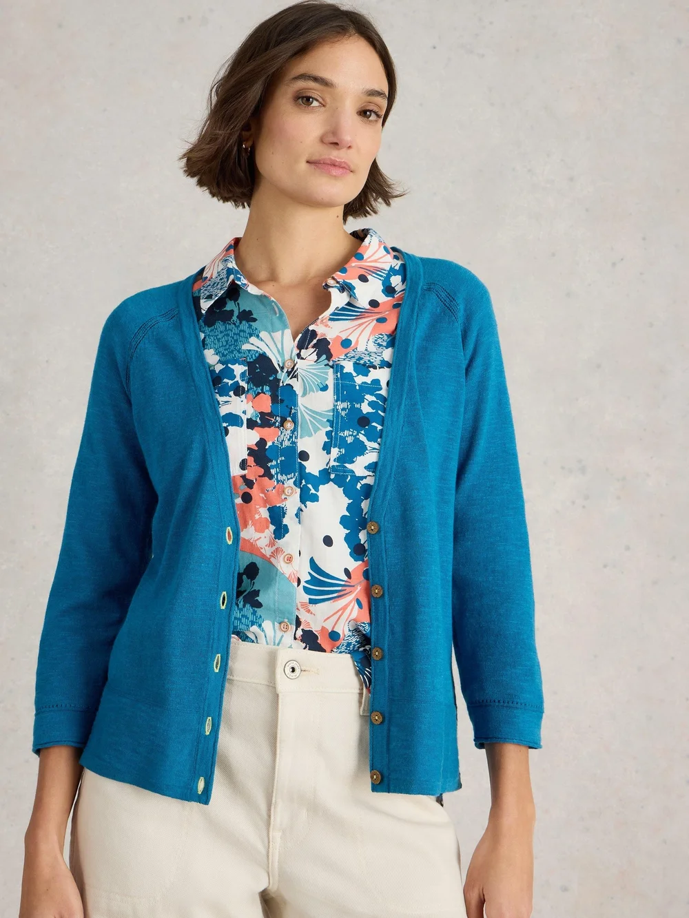 Strickjacke Naria aus Leinenmischung - Brt Blue - 52 Bild 1
