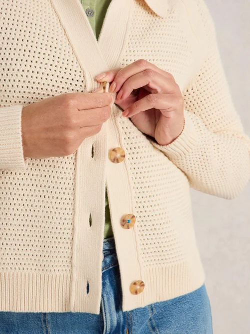 Strickjacke Chaterly mit Kragen - Nat White - M Bild 3