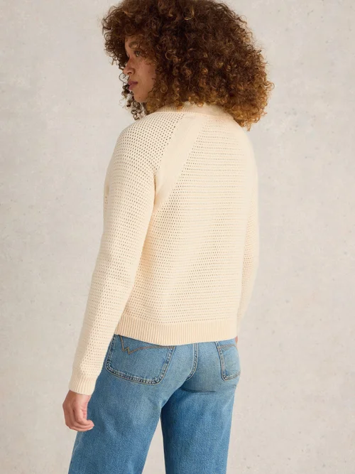 Strickjacke Chaterly mit Kragen - Nat White - M Bild 4