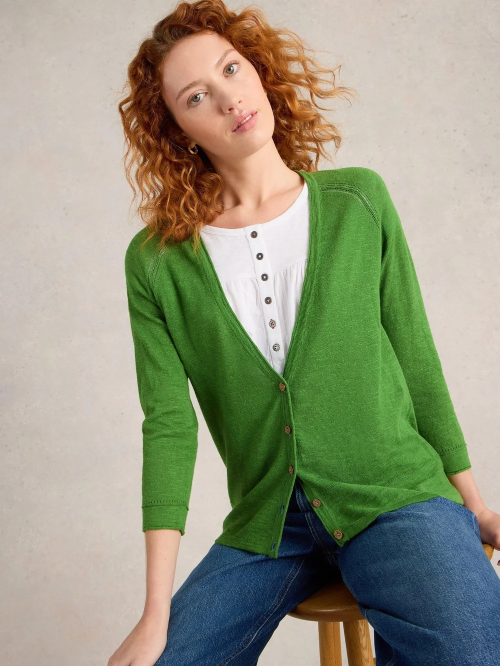 Strickjacke Naria aus Leinenmischung - Brt Green - 52 Bild 1