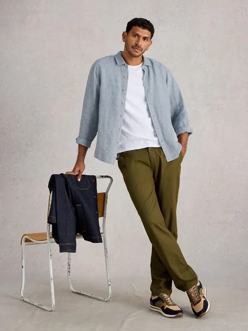 Leinenhemd Keswick Langarm - Chamb Blue - XXXL Bild 2