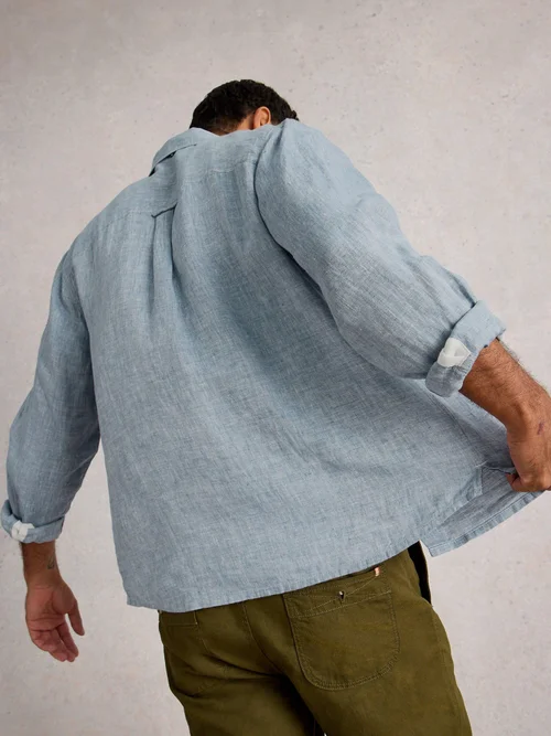 Leinenhemd Keswick Langarm - Chamb Blue - XXXL Bild 4