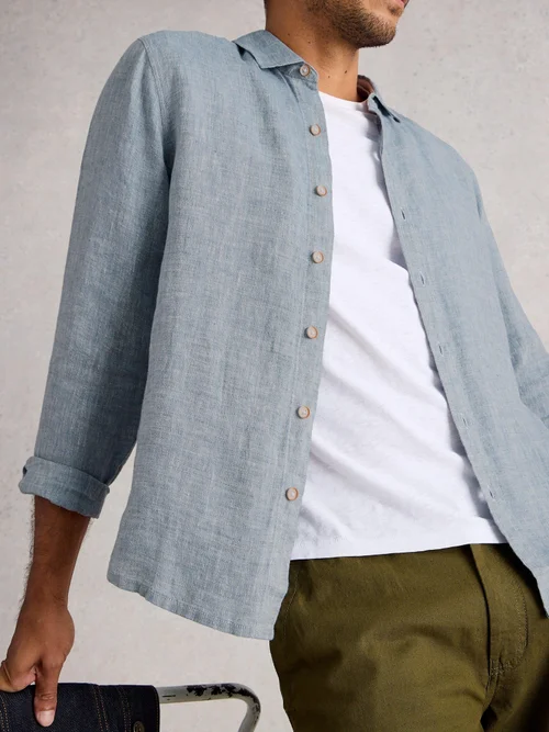 Leinenhemd Keswick Langarm - Chamb Blue - XXXL Bild 3