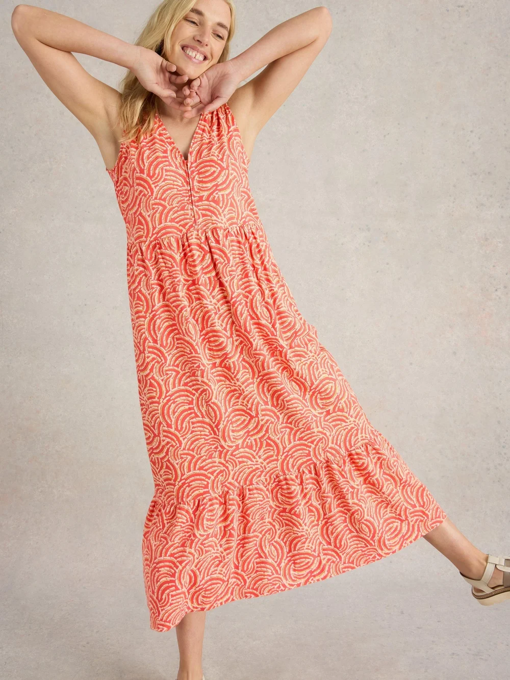 Maxikleid Cameron aus Jersey - Red Pr - 52/R Bild 1