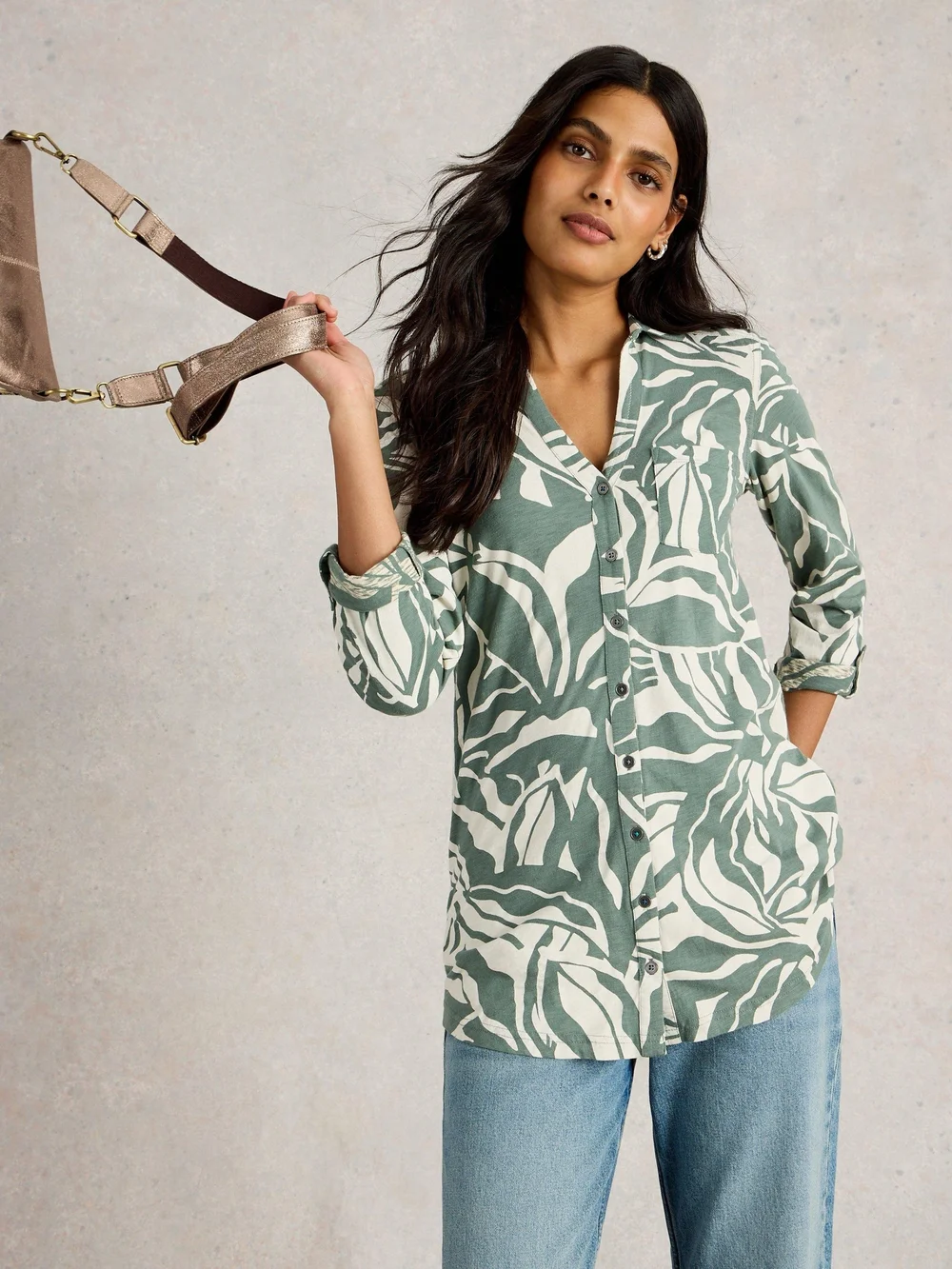 Lange Bluse Annie - Green Pr - 52 Bild 1