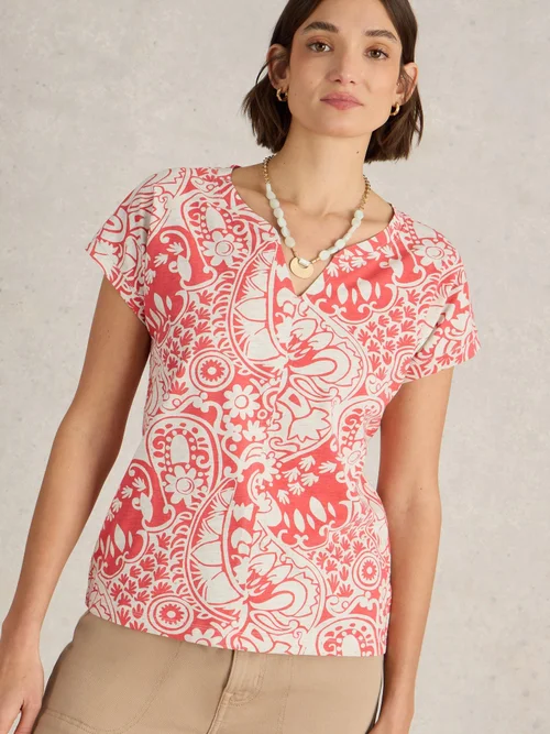 T-Shirt Nelly mit Keilausschnitt - Coral Mlt - 52 Bild 3