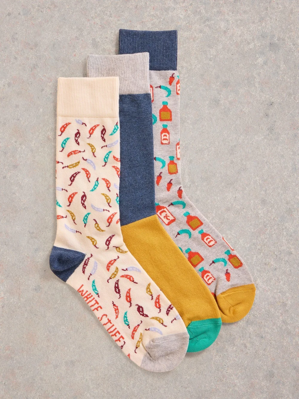 3-er Pack Socken mit Chillimotiven - Nat Mlt - 44-46 Bild 1