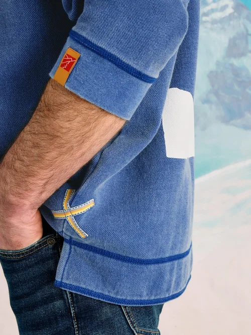Piqué Sweatshirt - Blue Pr - M Bild 3
