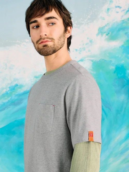 T-Shirt mit Tasche - Grey Pr - XXL Bild 3