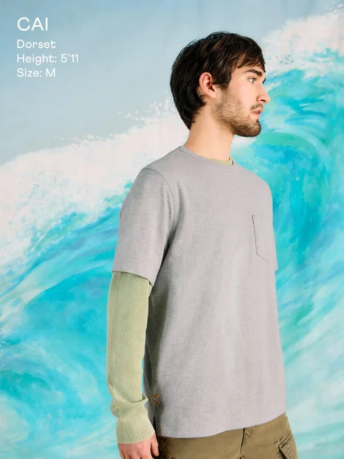 T-Shirt mit Tasche - Grey Pr - XXL Bild 4