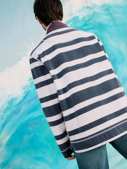Gestreiftes Pique Sweatshirt - Navy Multi - XL Bild 4