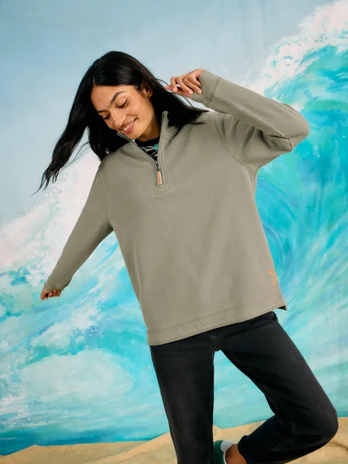 Piqué Sweatshirt - Khaki Grn - XL Bild 3