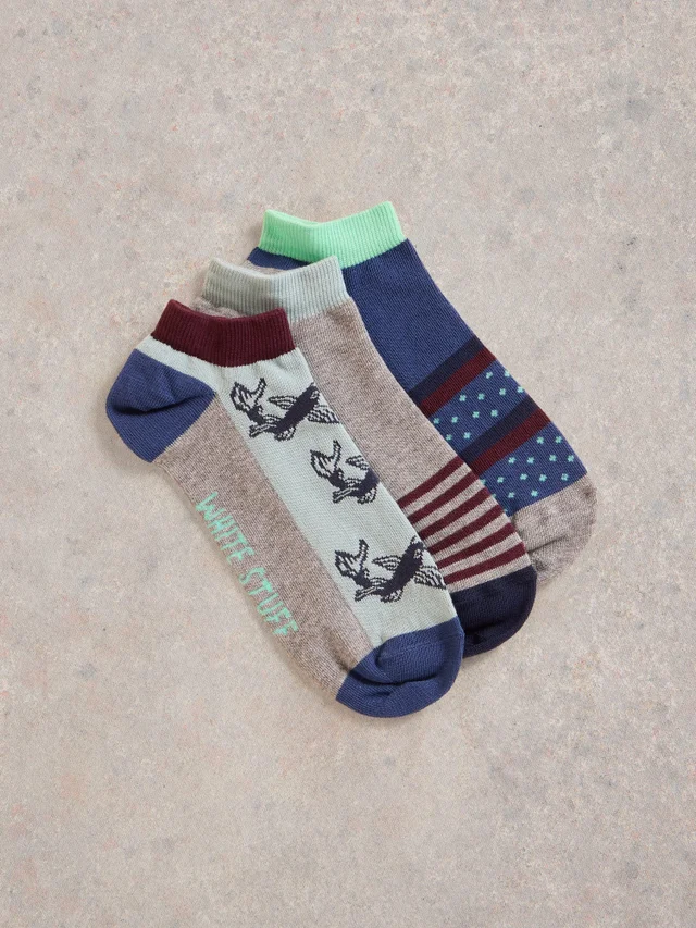 3er-Pack Füßlinge mit Fischmotiv