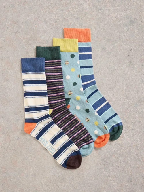 4er-Pack Socken mit Streifen - Blue Mlt - 41-43 Bild 2