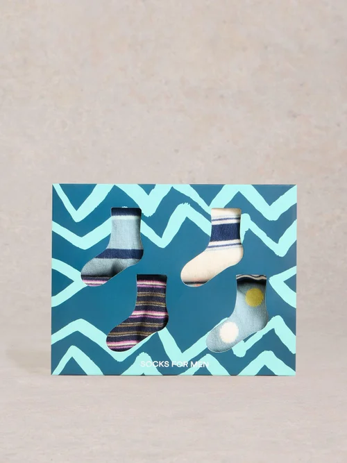 4er-Pack Socken mit Streifen - Blue Mlt - 41-43 Bild 1