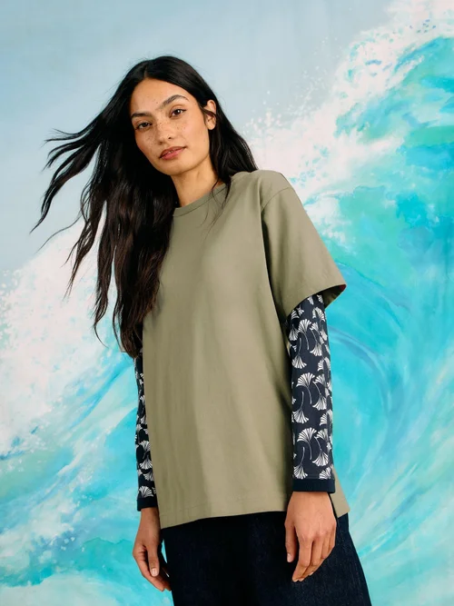 T-Shirt mit Grafik-Print - Khaki Grn - S Bild 3