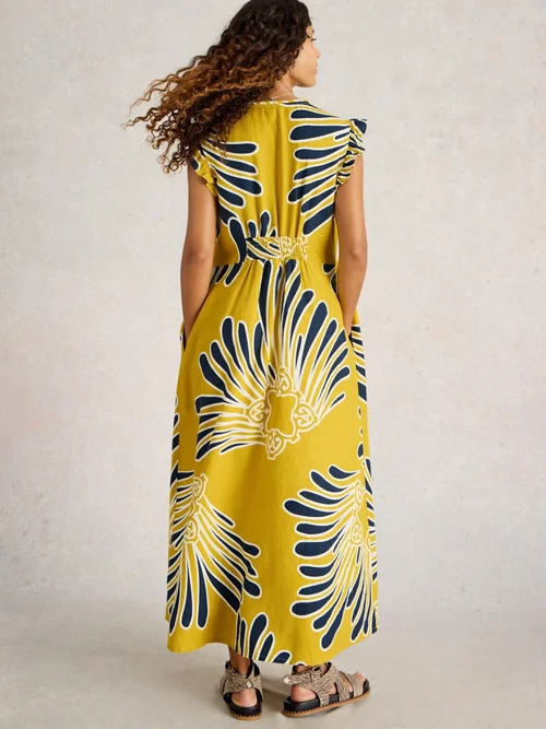 Maxikleid Lorna aus Leinenmischung - Yellow Pr - 34/R Bild 4