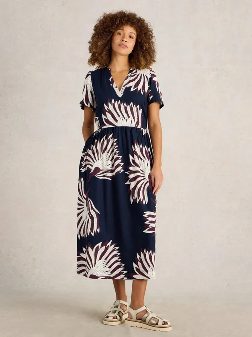 Kleid Clove aus Leinenmischung - Navy Pr - 34/R Bild 2
