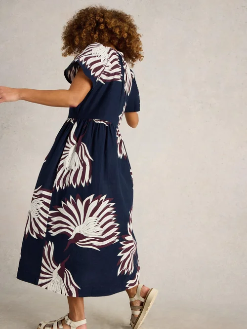 Kleid Clove aus Leinenmischung - Navy Pr - 42/R Bild 4
