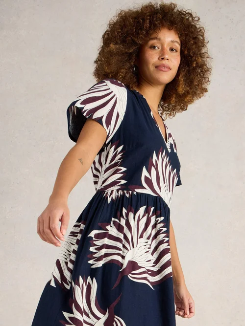 Kleid Clove aus Leinenmischung - Navy Pr - 34/R Bild 3