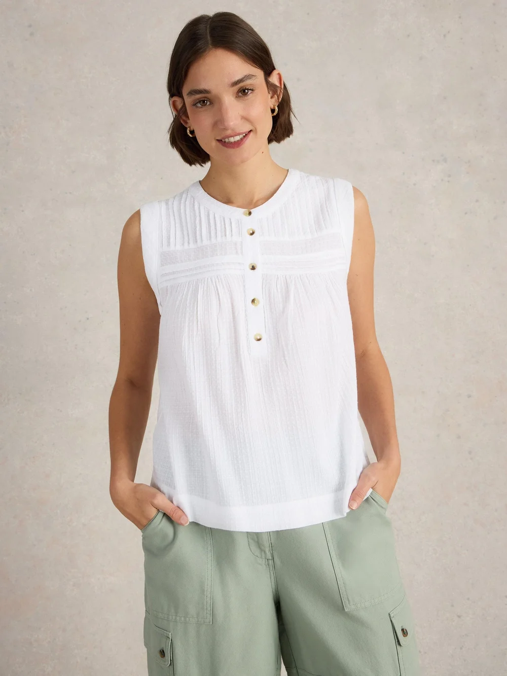Top Isla aus Materialmix - Bril White - 52 Bild 1