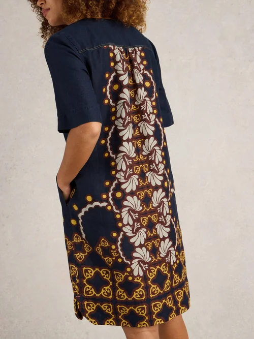 Leinenkleid June - Navy Multi - 52/R Bild 4