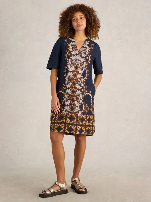 Leinenkleid June - Navy Multi - 52/R Bild 2
