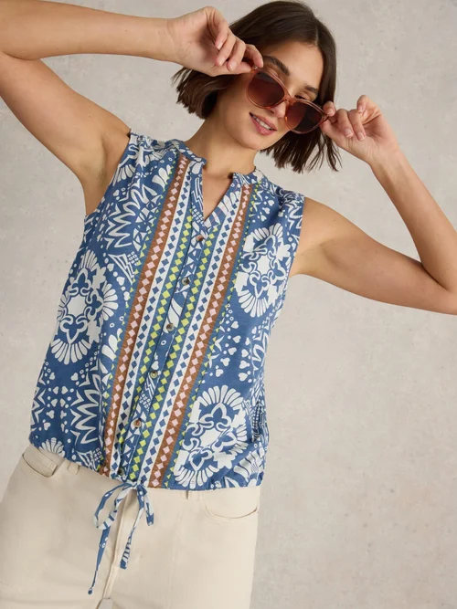 Ärmellose Bluse Tulip - Blue Pr - 52 Bild 1