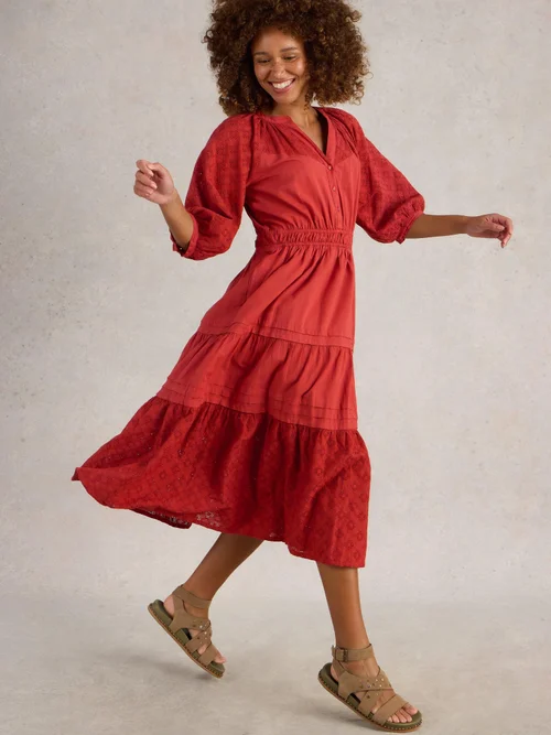Kleid Willow mit Lochspitze - Dk Red - 44/R Bild 1