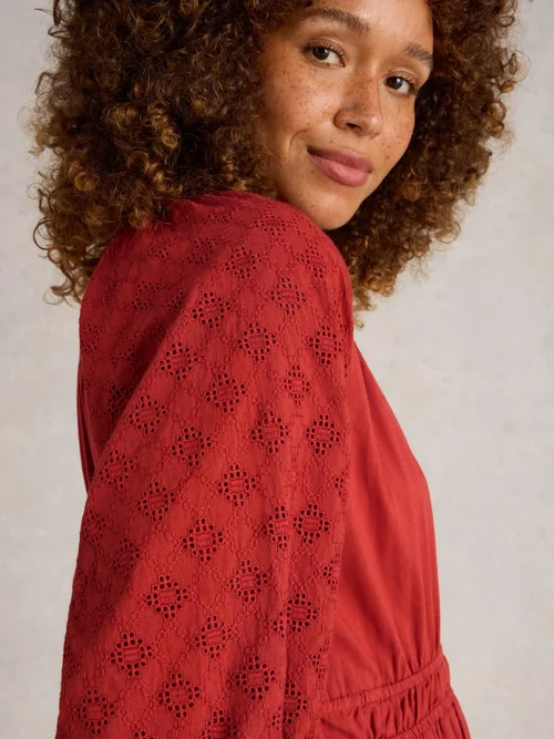Kleid Willow mit Lochspitze - Dk Red - 44/R Bild 3