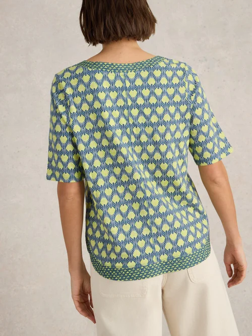 T-Shirt Weaver mit Keilausschnitt - Navy Pr - 46 Bild 4