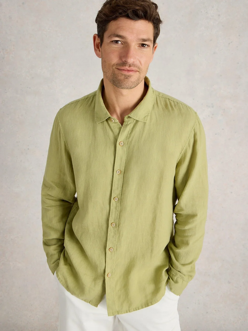 Leinenhemd Keswick Langarm - Mid Green - XL Bild 1