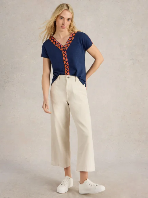 Top Neva mit Stickbordüre - Navy Multi - 50 Bild 2