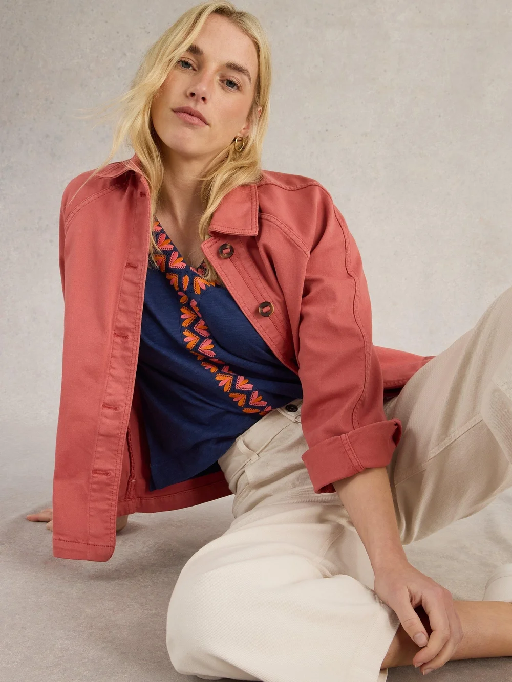 Top Neva mit Stickbordüre - Navy Multi - 50 Bild 1