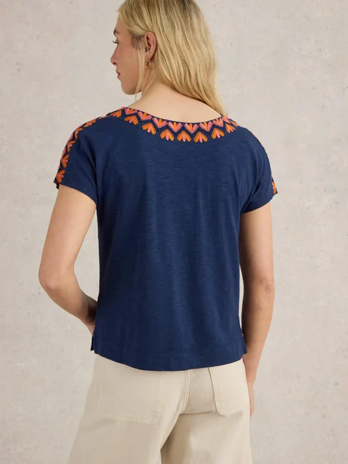 Top Neva mit Stickbordüre - Navy Multi - 50 Bild 4