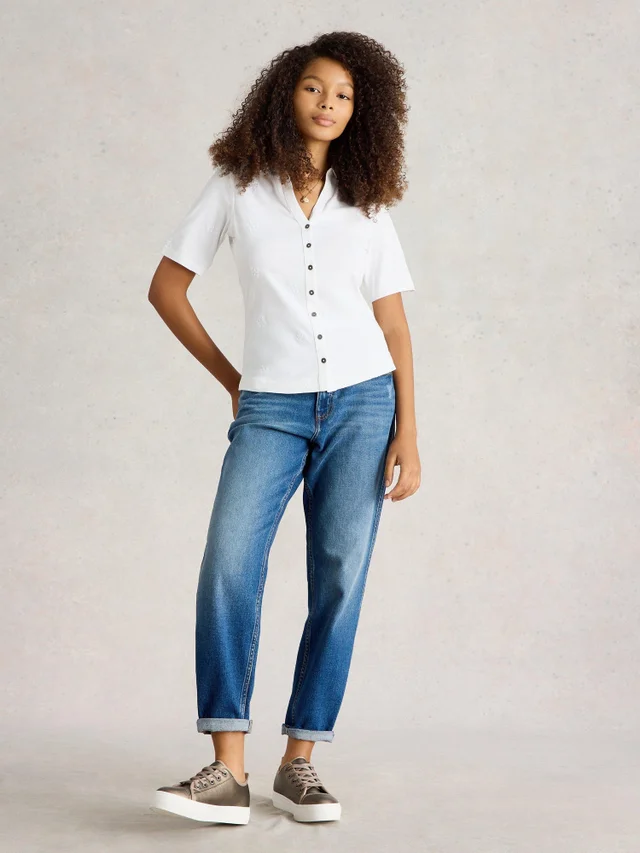 Bestickte Kurzarmbluse Annie