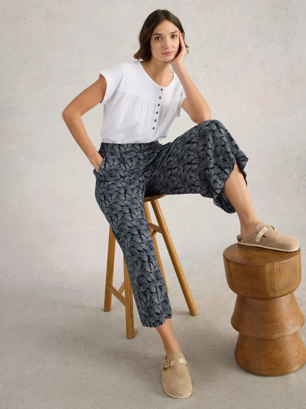 Culotte Lisette mit Knittereffekt - Navy Pr - 42/R Bild 1