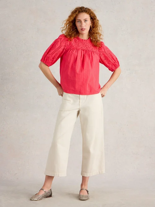 Lexie Baumwollbluse mit Stickereien - Brt Pink - 48 Bild 2