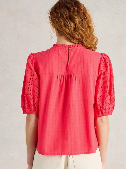 Lexie Baumwollbluse mit Stickereien - Brt Pink - 52 Bild 4