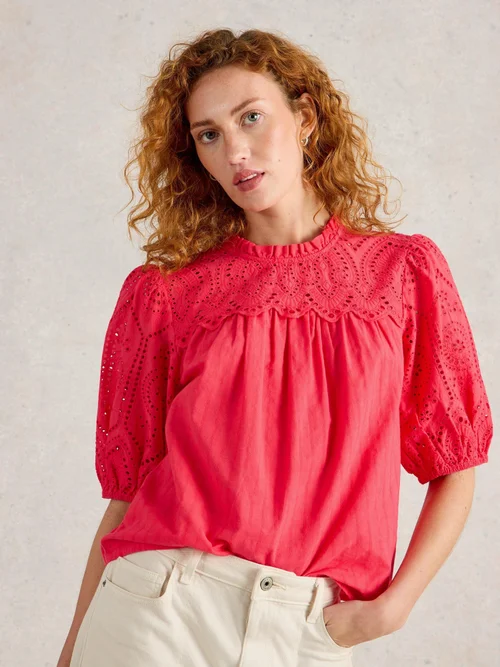 Lexie Baumwollbluse mit Stickereien - Brt Pink - 52 Bild 1