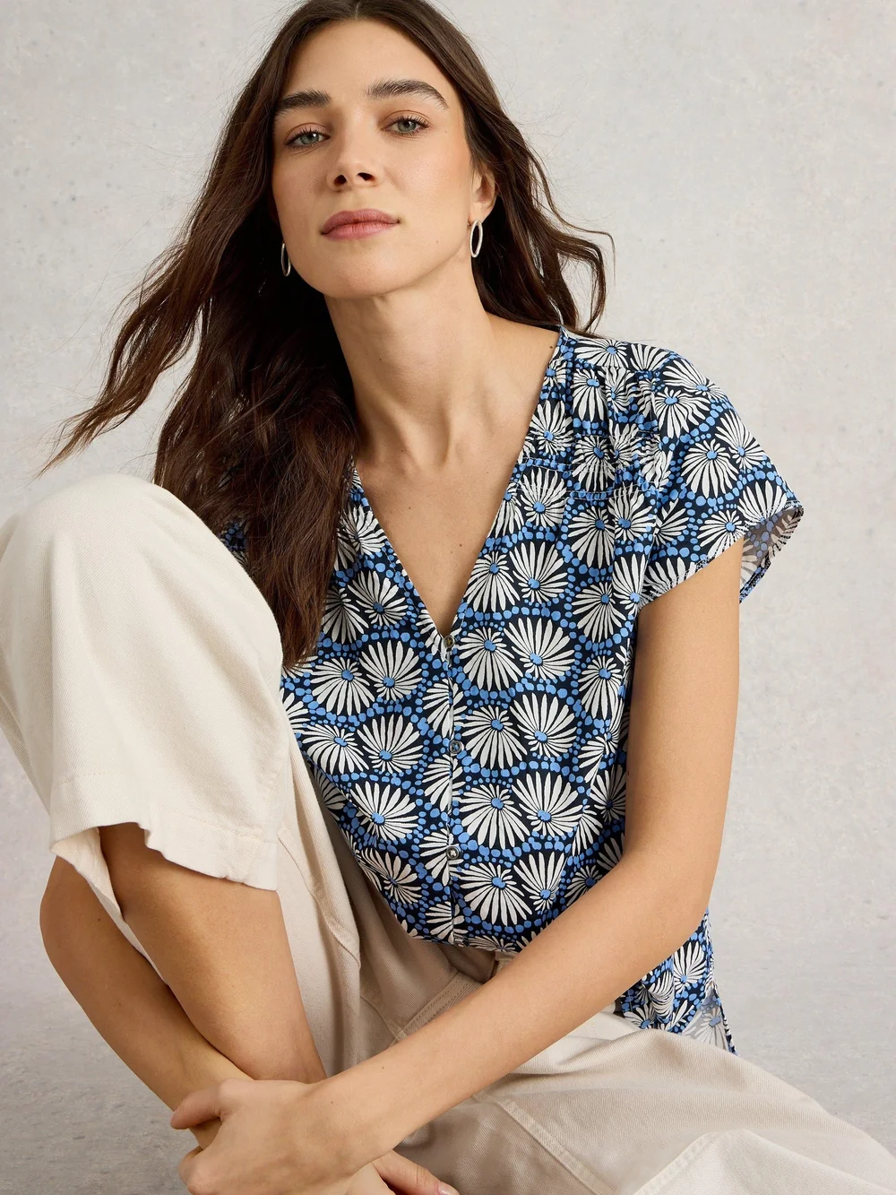Bluse Rae aus Bio-Baumwolle - Blue Pr - 36 Bild 1