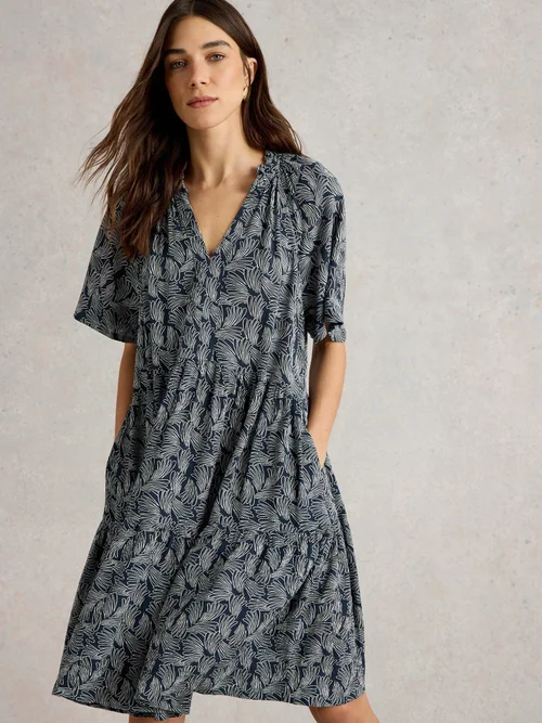 Crinkle-Kleid Sophia - Navy Pr - 40/R Bild 3