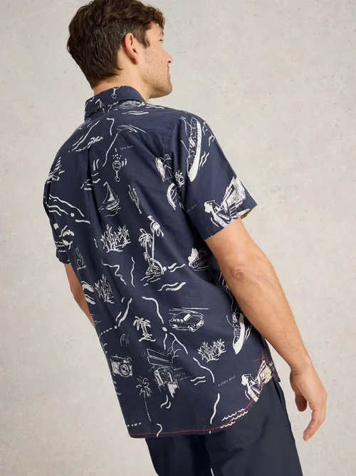 Hemd Finsbury mit Kartenprint - Navy Pr - XXXL Bild 4