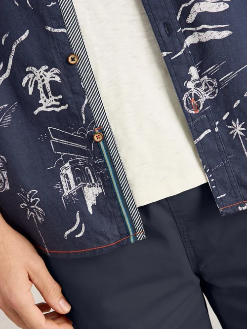 Hemd Finsbury mit Kartenprint - Navy Pr - XXL Bild 3
