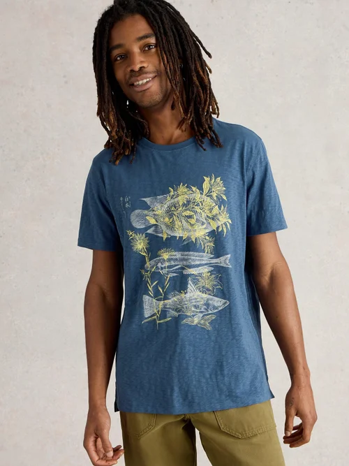T-Shirt Abersoch mit Fisch-Motiv - Blue Pr - XXXL Bild 3